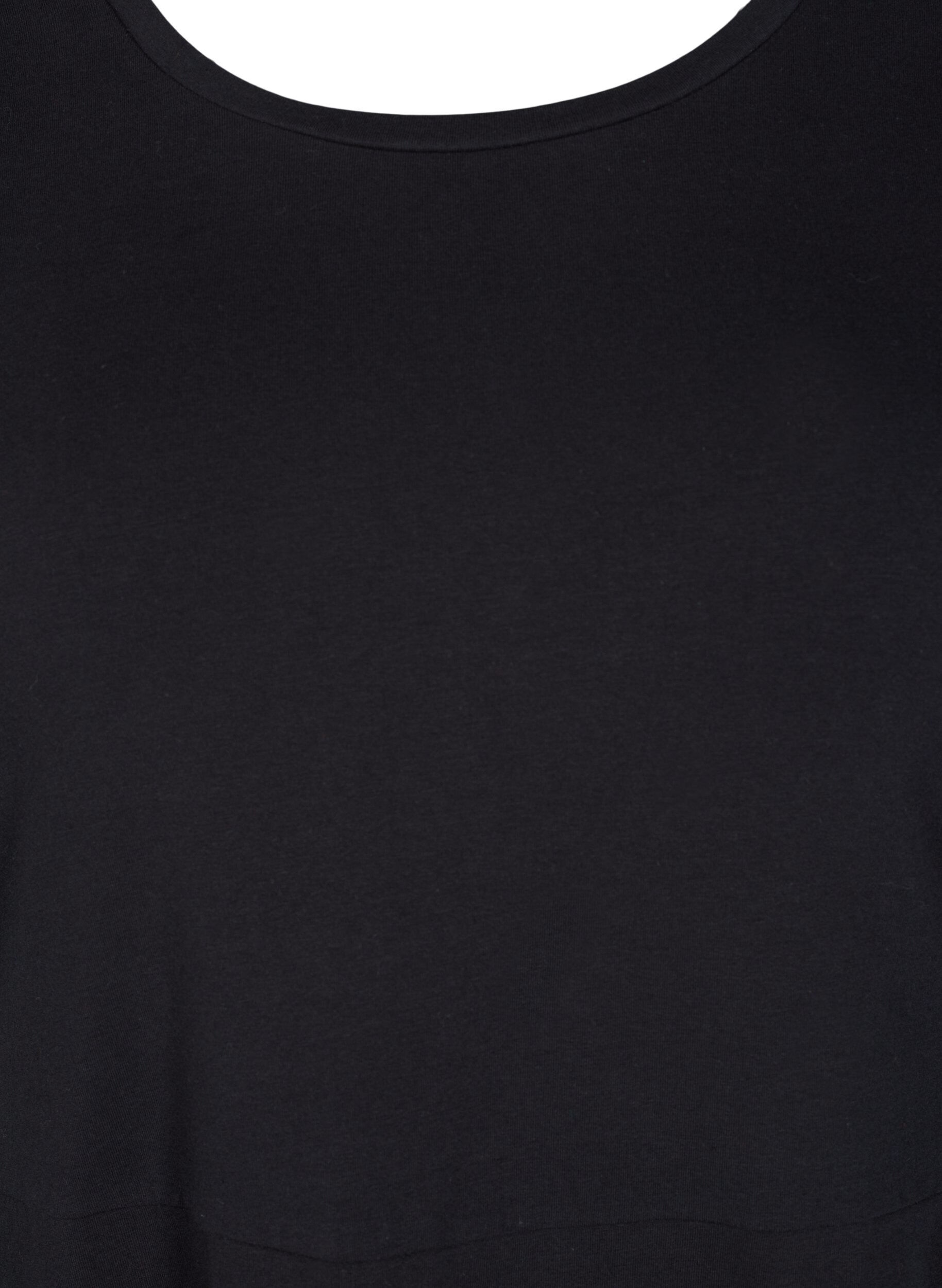 ZizziEinfarbiges Kleid aus Baumwolle mit kurzen &Auml;rmeln, Black, Packshot image number 2