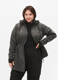 Weiche Schale Jacke mit abnehmbarer Kapuze, Dark Grey Melange, Model