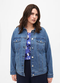FLASH - Denim-Jacke aus elastischer Baumwollmischung, Blue Denim, Model