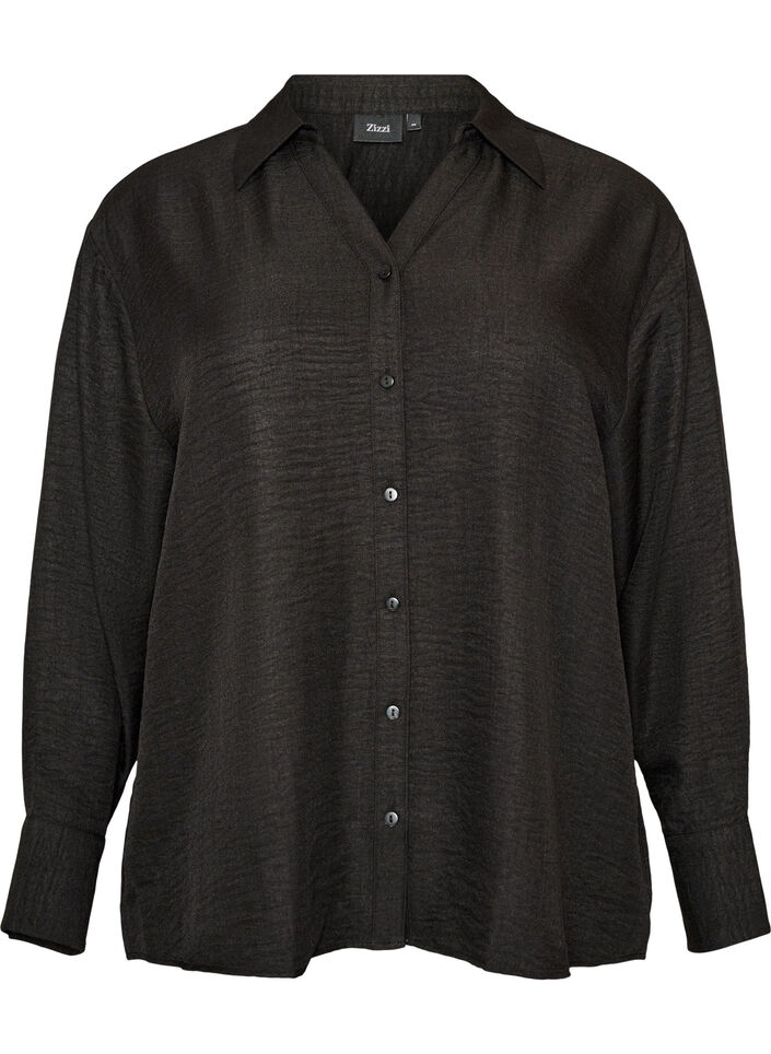 Lockere Bluse mit V-Ausschnitt, Schwarz, Packshot image number 0