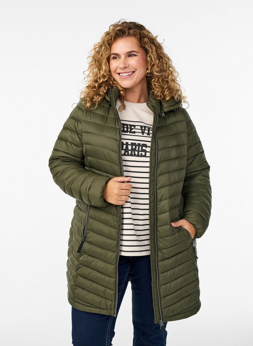 Leichte Jacke mit Taschen und abnehmbarer Kapuze, Gr&uuml;n, Model image number 0