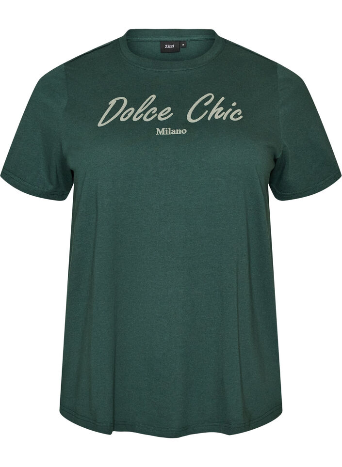T-Shirt aus Bio-Baumwolle mit Print, Gr&uuml;n, Packshot image number 0