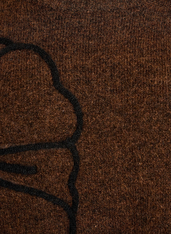 Strickkleid mit gro&szlig;er Blumenapplikation, Braun, Packshot image number 2