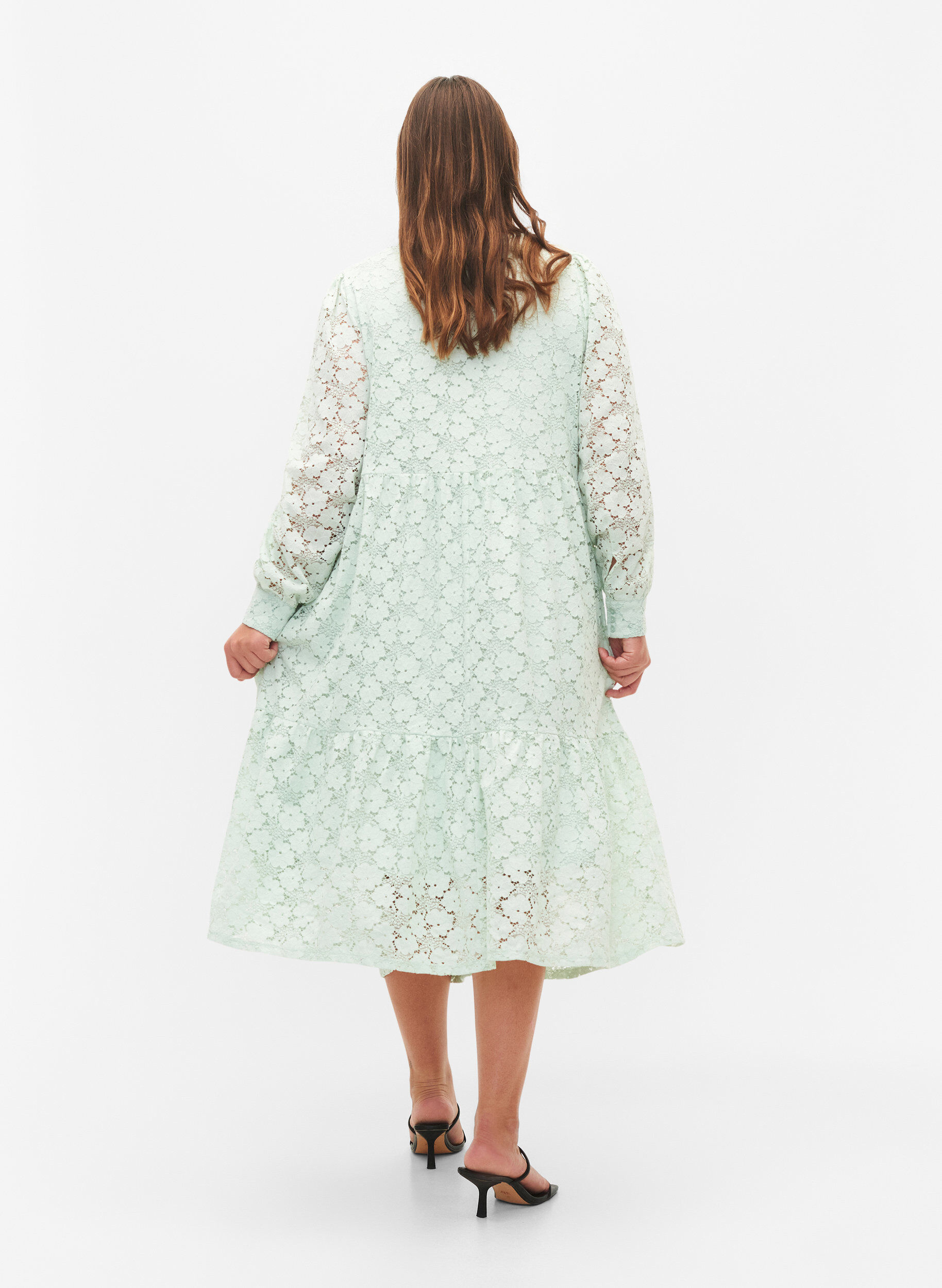 ZizziSpitze Kleid mit langen &Auml;rmeln, Pastel Green , Model image number 1