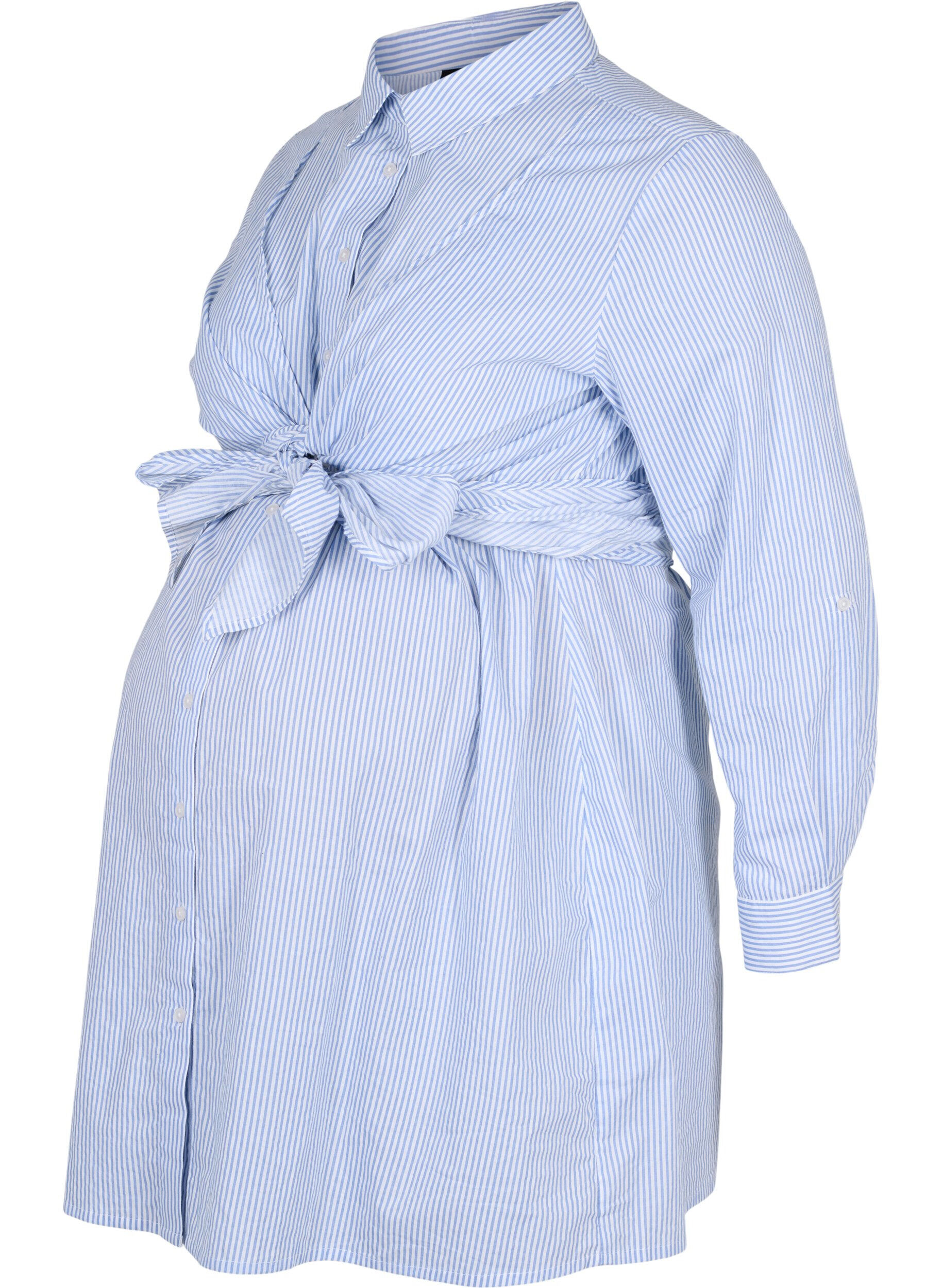 ZizziSchwangerschafts-Hemdkleid aus Baumwolle, Blue Stripe, Packshot image number 0