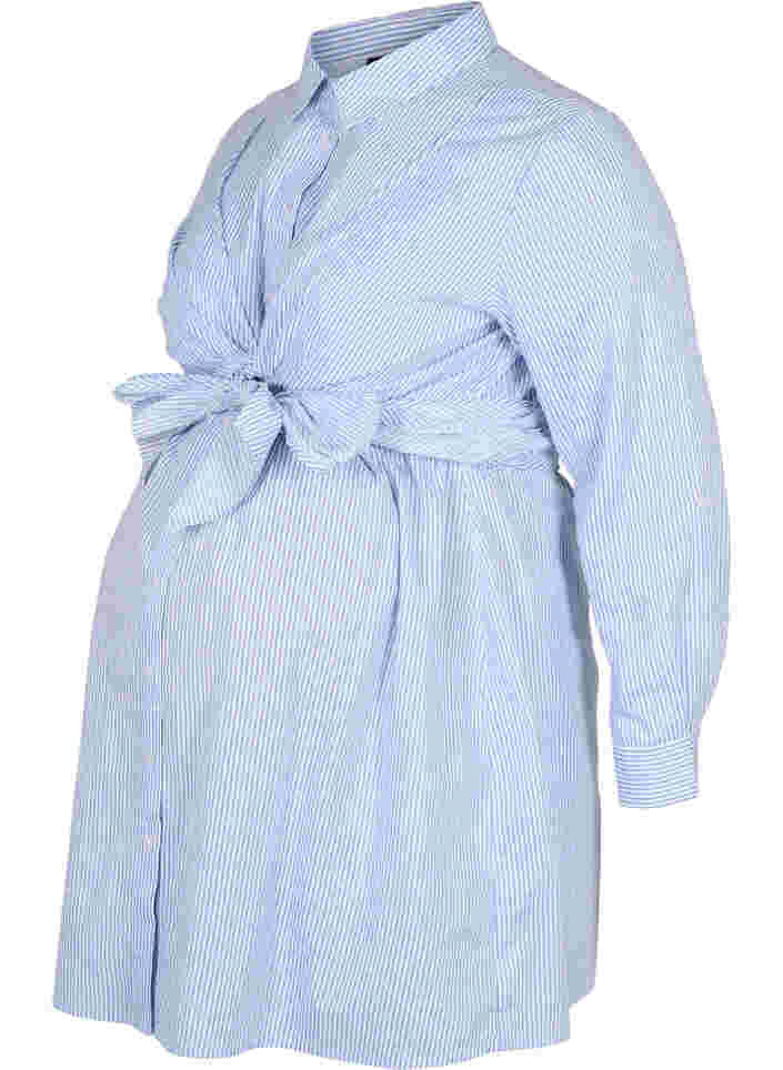 Schwangerschafts-Hemdkleid aus Baumwolle, Blue Stripe, Packshot image number 0