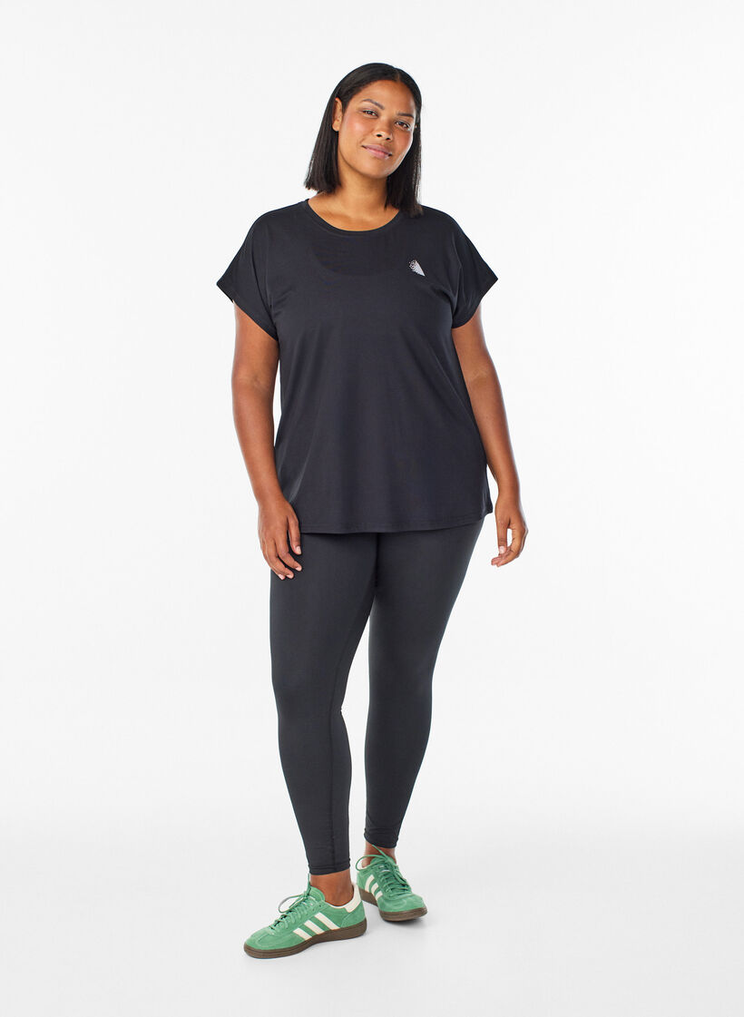 Einfarbiges Trainings-T-Shirt, Schwarz, Model image number 1