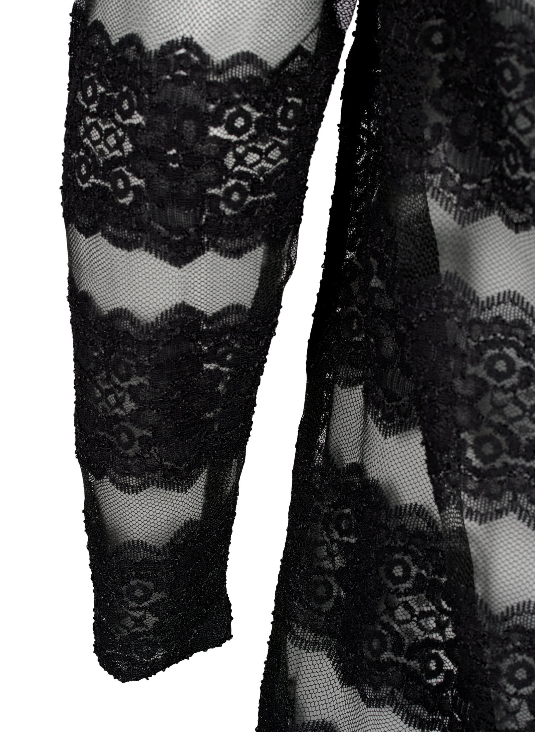 ZizziMidikleid mit Spitze und transparentem Mesh, Black, Packshot image number 3