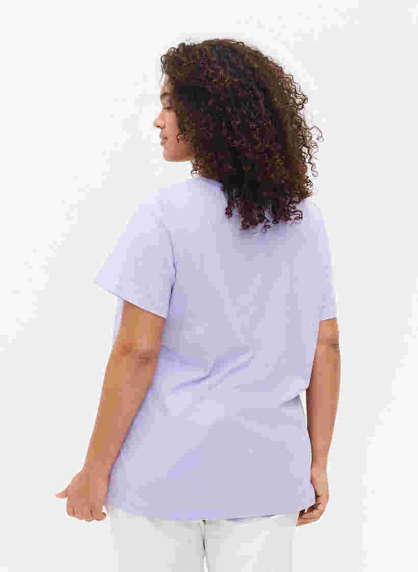 Kurzärmeliges T-Shirt aus Baumwolle mit Druck, Lavender W. Love, Model image number 1