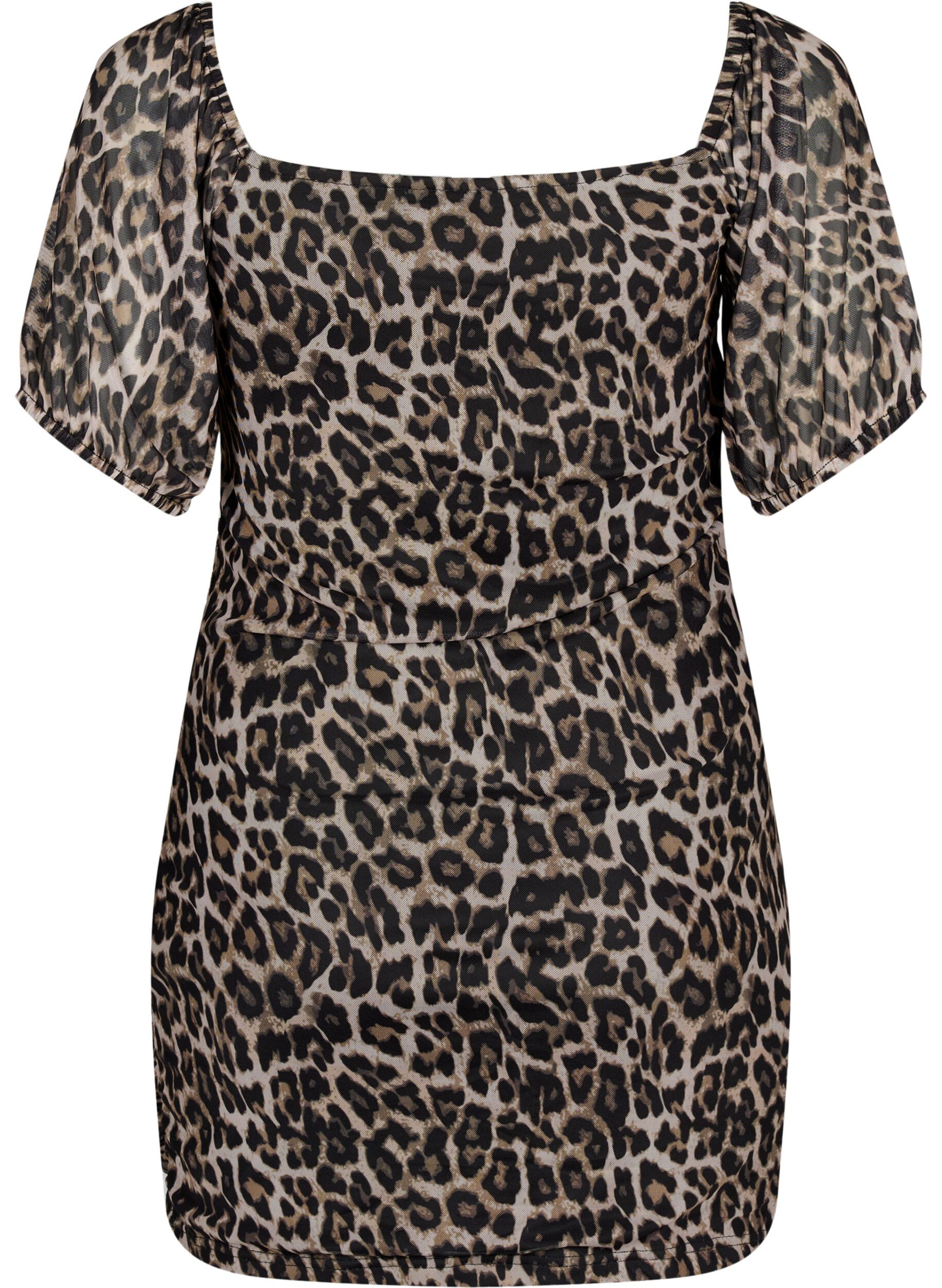 ZizziKurzes Kleid aus Mesh mit Leopardenprint, Leo, Packshot image number 1