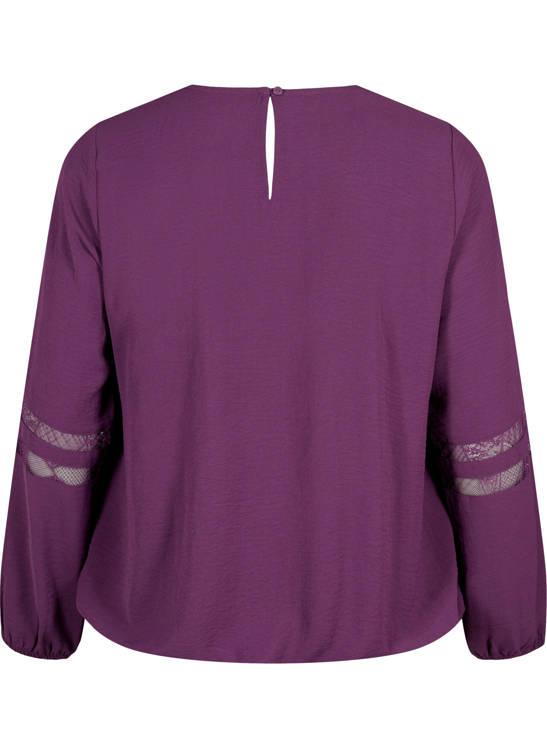 Zizzi Langarm-Bluse mit Spitze, Deep Purple, Packshot image number 1