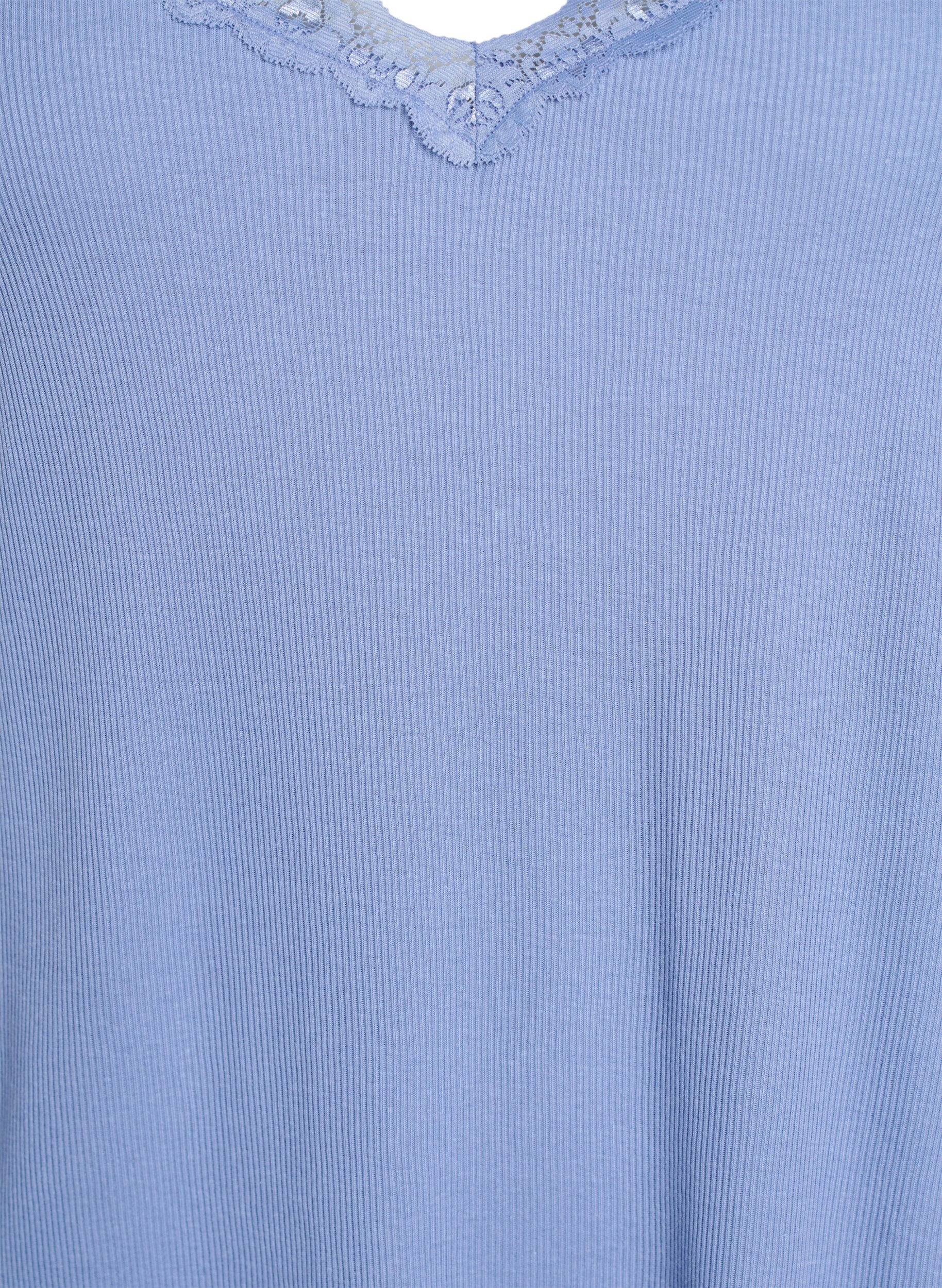 ZizziNachthemd mit Spitzensaum, Blau, Packshot image number 2