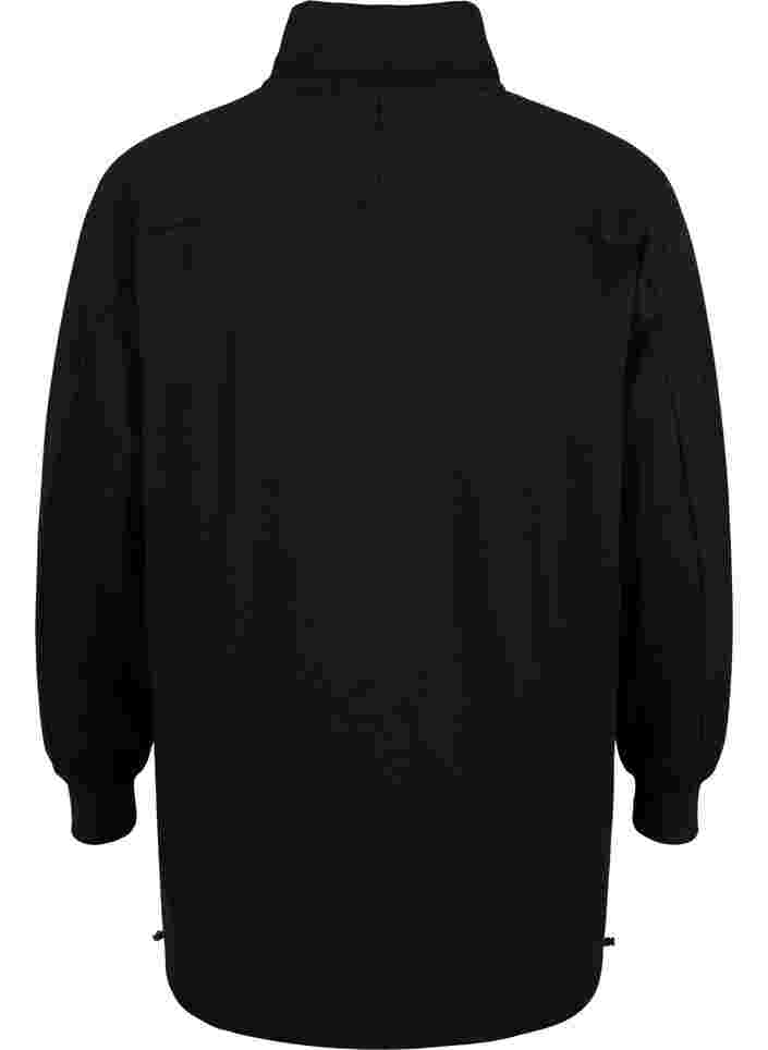 Langes Sweatshirt mit Tasche und Reißverschluss, Black, Packshot image number 1
