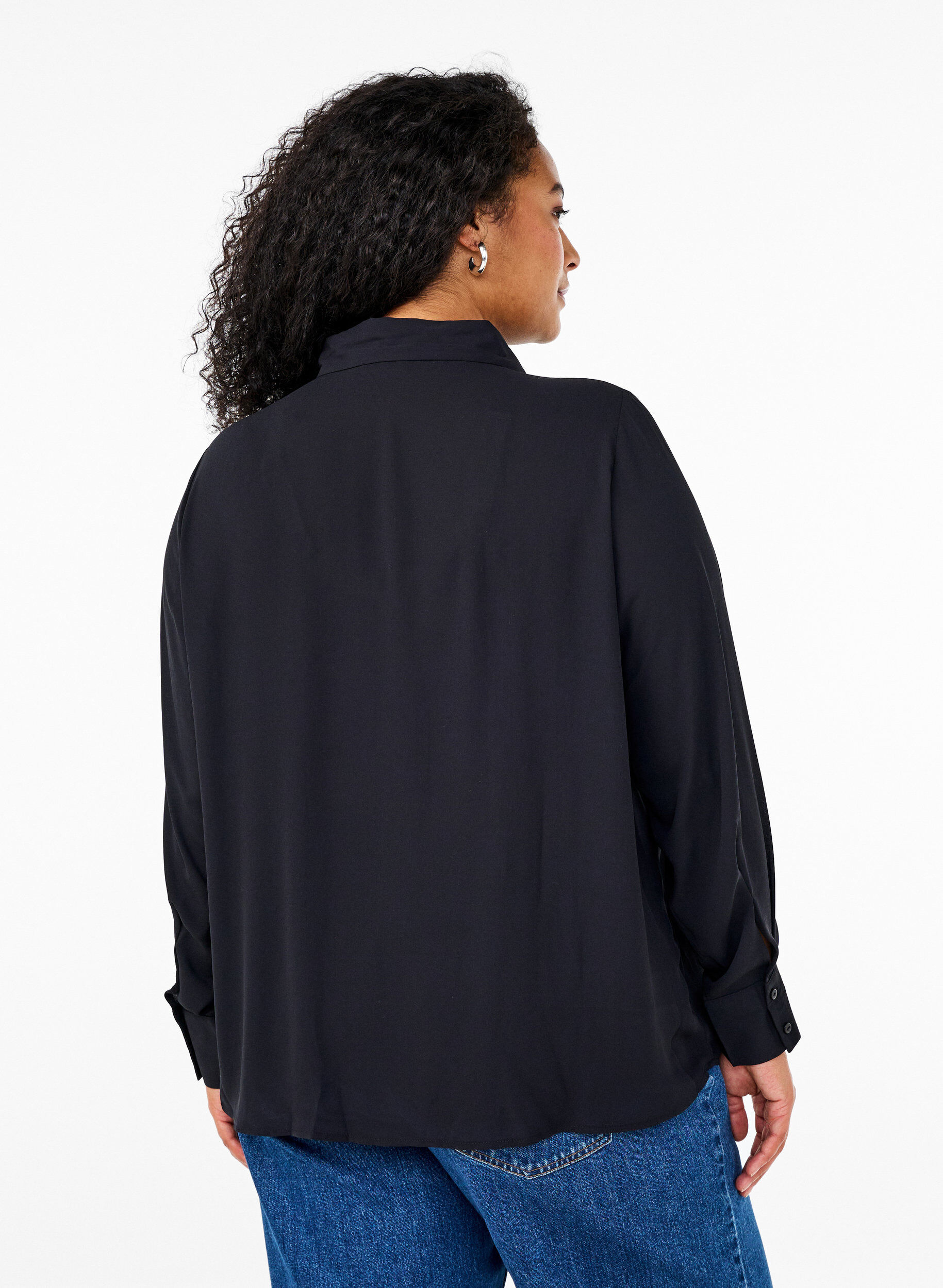 ZizziKlassische Bluse mit langen &Auml;rmeln, Black, Model image number 1