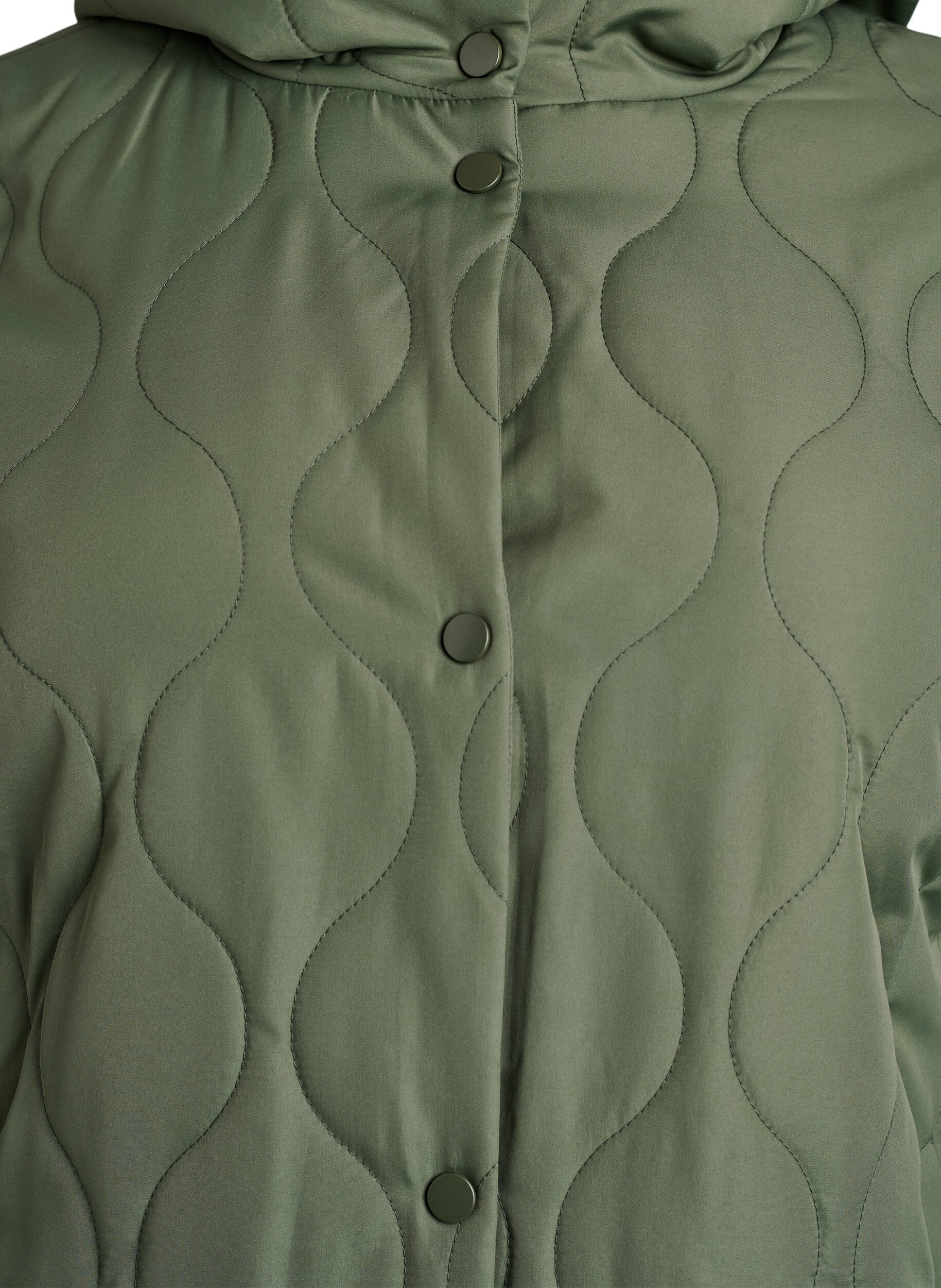 ZizziMittellange Steppjacke mit Kapuze, Gr&uuml;n, Packshot image number 2