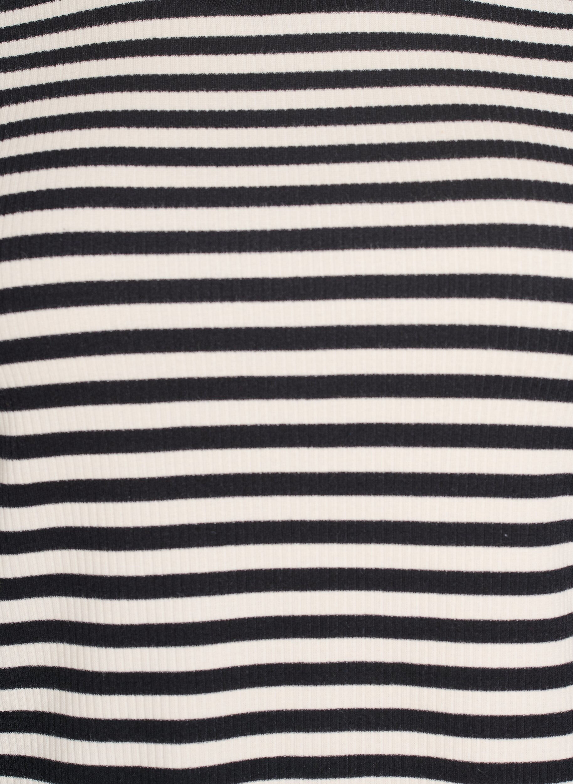 ZizziGestreiftes T-Shirt mit gerippter Struktur, Schwarz, Packshot image number 2