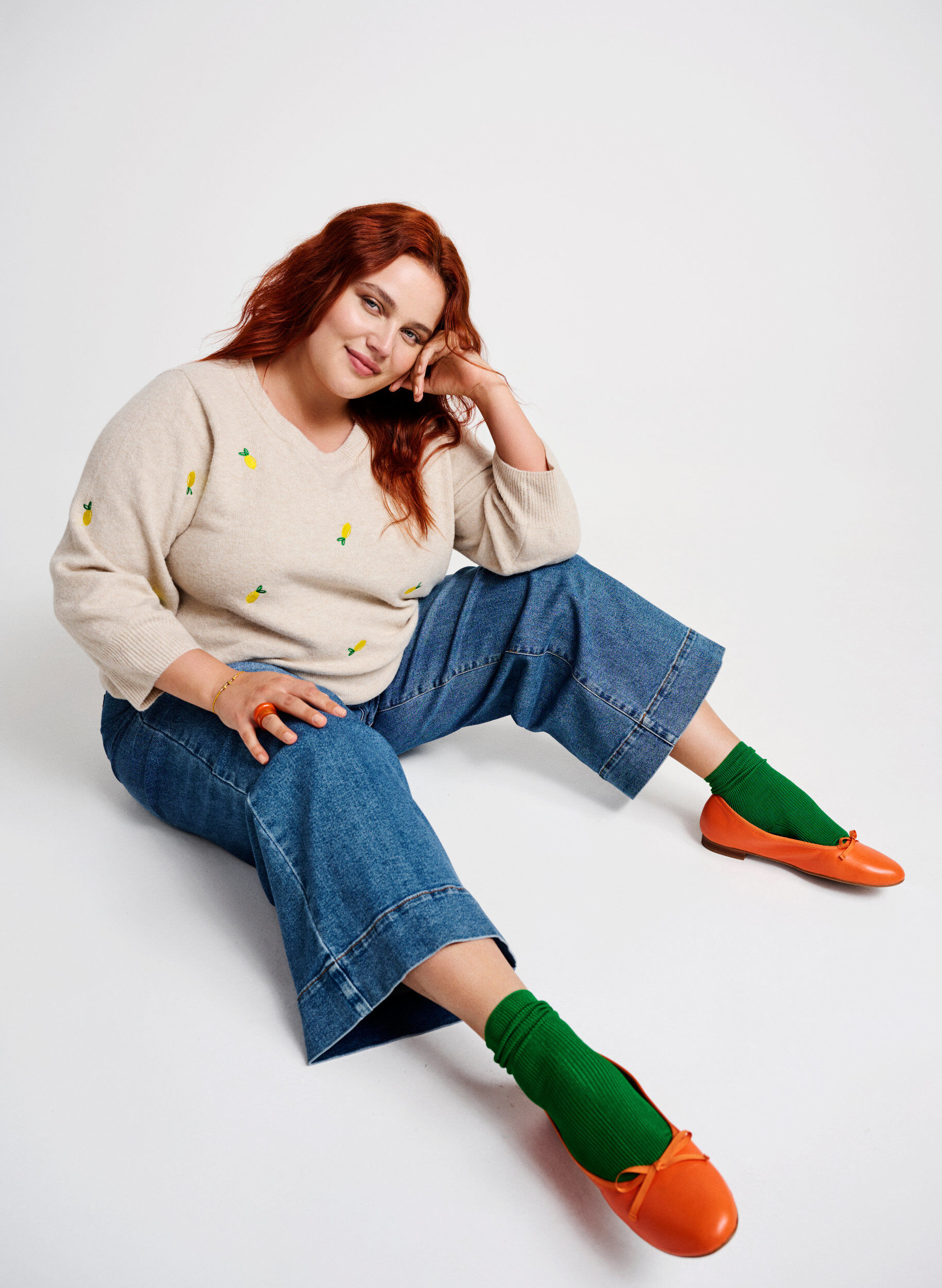 Zizzi3/4-&Auml;rmel-Strickbluse mit Zitronen, P. Stone Mel. Lemon, Image image number 0