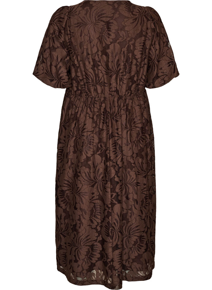Midikleid aus gebl&uuml;mtem Jacquard, Braun, Packshot image number 1