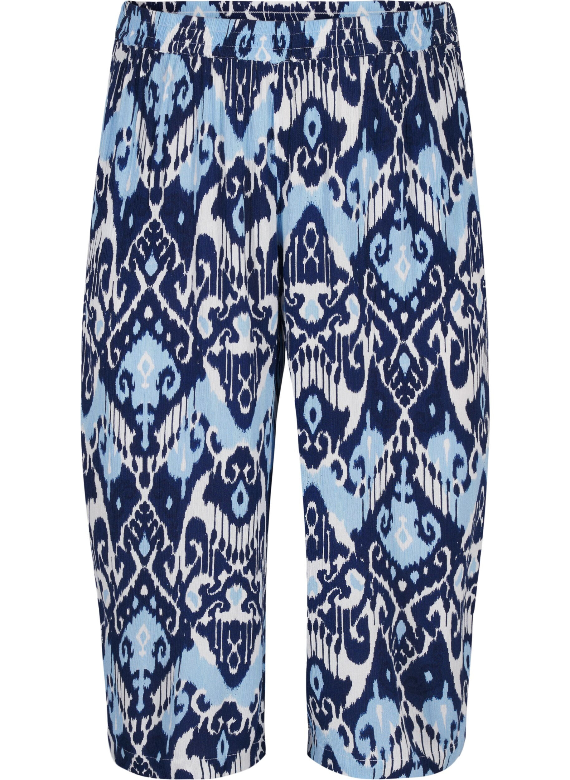 ZizziCulotte-Hose aus Viskose mit Aufdruck, Blue Ethnic AOP, Packshot image number 0