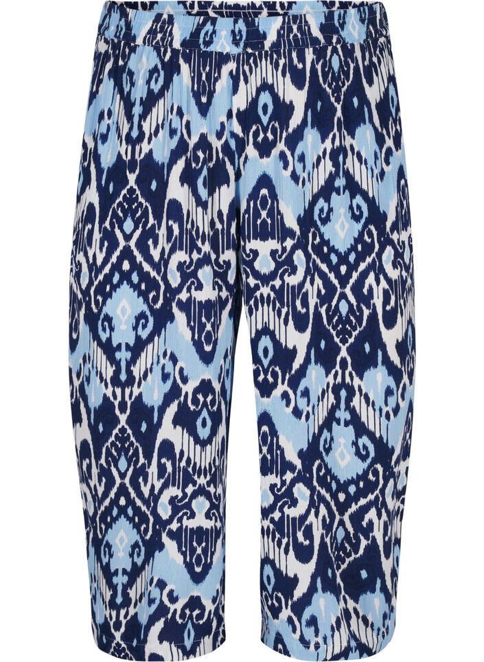 Culotte-Hose aus Viskose mit Aufdruck, Blue Ethnic AOP, Packshot image number 0