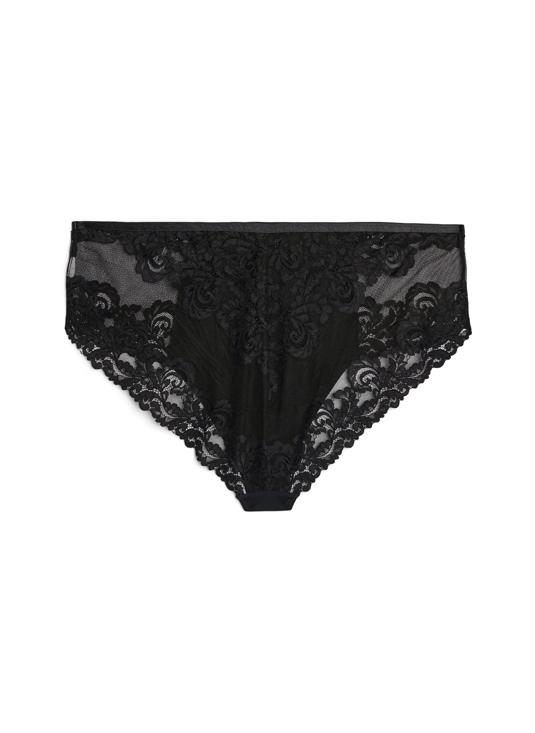 ZizziHipster-Slip aus Spitze mit Crossover-Detail, Schwarz, Packshot image number 1