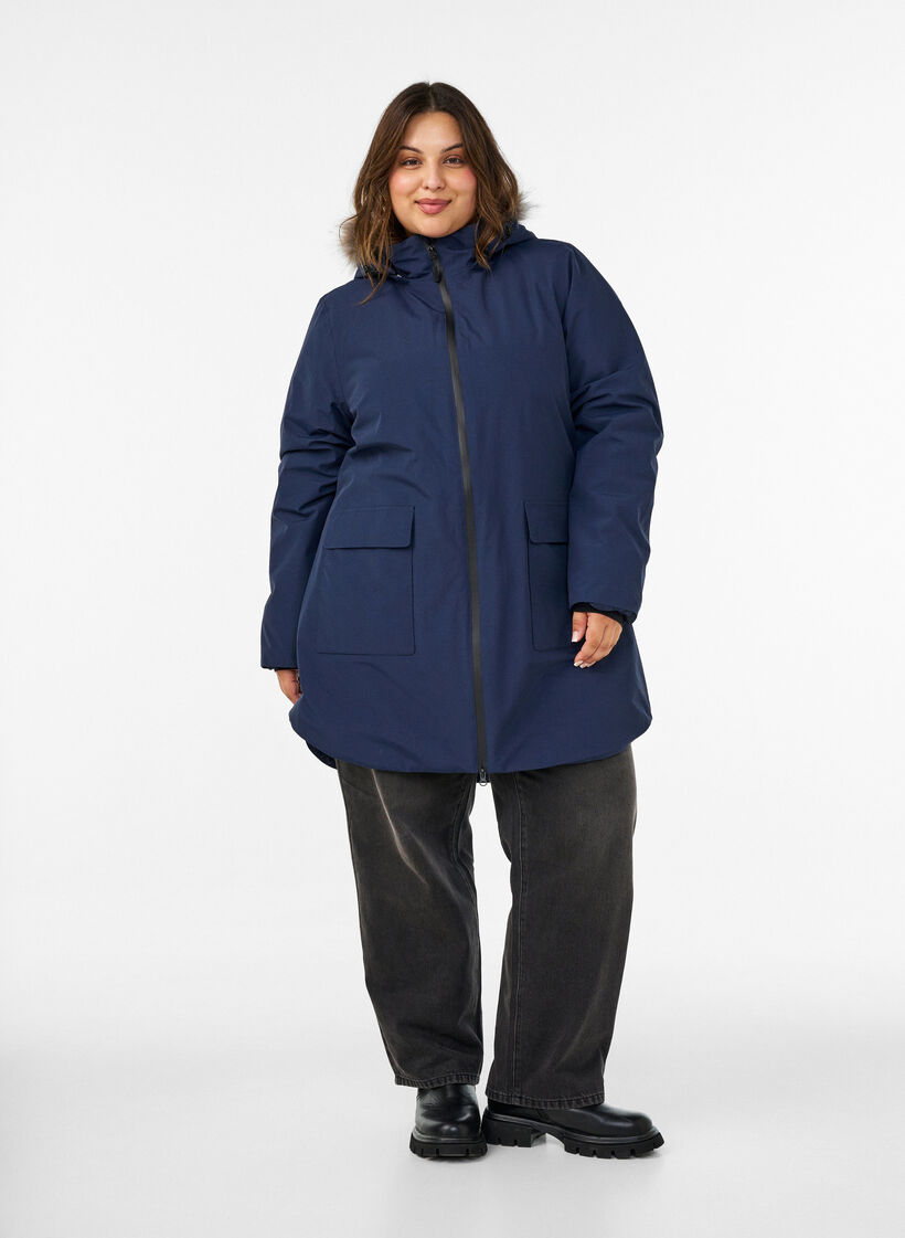 Wasserdichter Parka mit Kapuze, Blau, Model image number 1