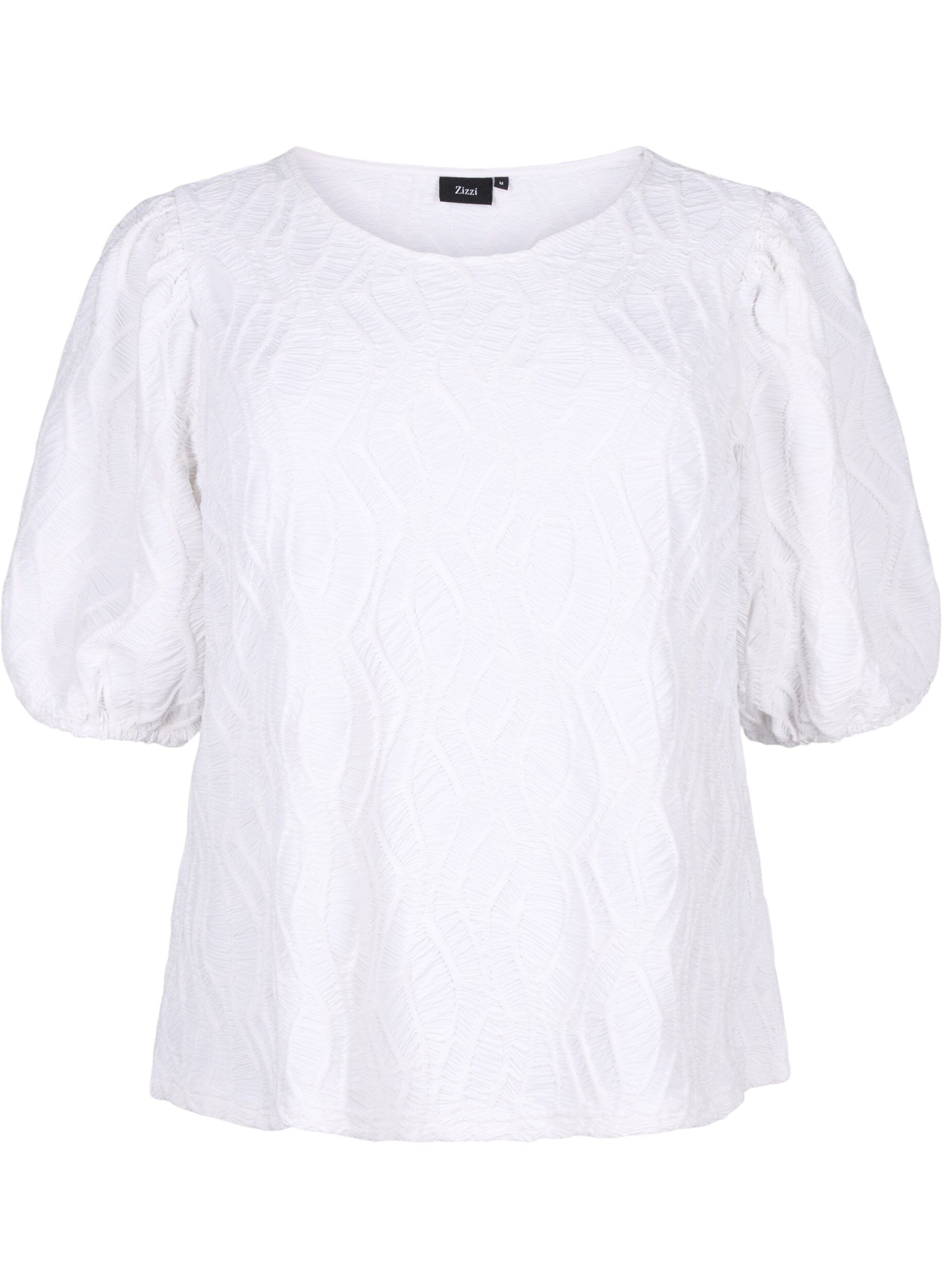 ZizziStrukturierte Bluse mit kurzen &Auml;rmeln, Bright White, Packshot image number 0