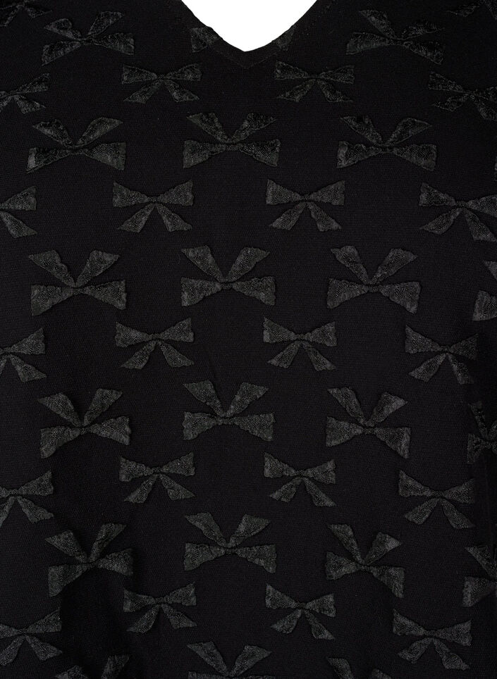 Kurzärmelige Jacquard-Bluse mit Schleifen, Black W. Bow, Packshot image number 2