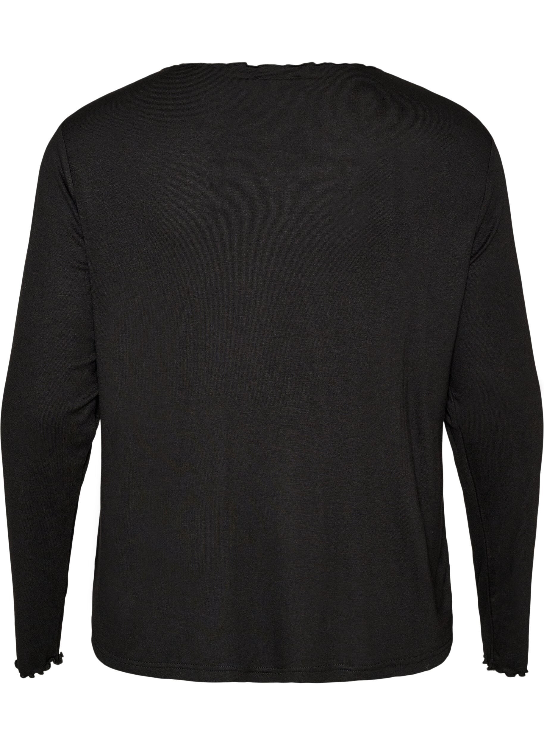 ZizziNacht-Top aus Viskose mit langen &Auml;rmeln, Schwarz, Packshot image number 1