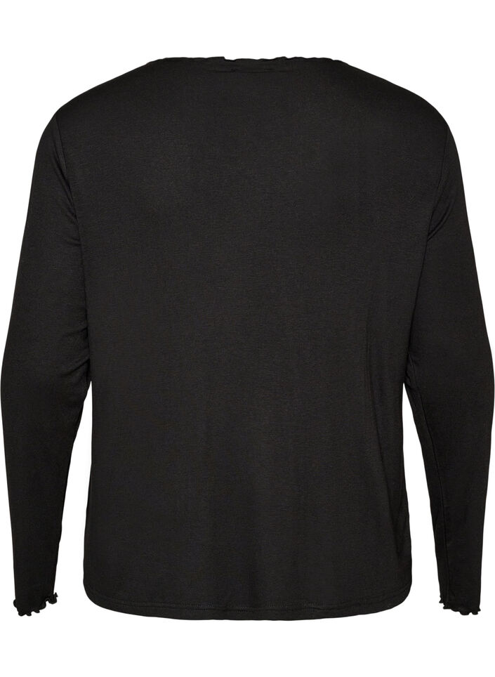 Nacht-Top aus Viskose mit langen &Auml;rmeln, Schwarz, Packshot image number 1