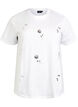 T-Shirt mit Pailletten-Blumen, Weiß, Packshot image number 0
