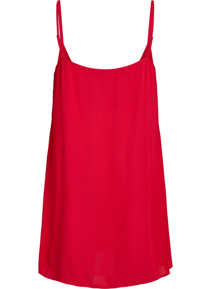 Einfarbiges Trägerkleid aus Viskose, Rot, Packshot image number 1