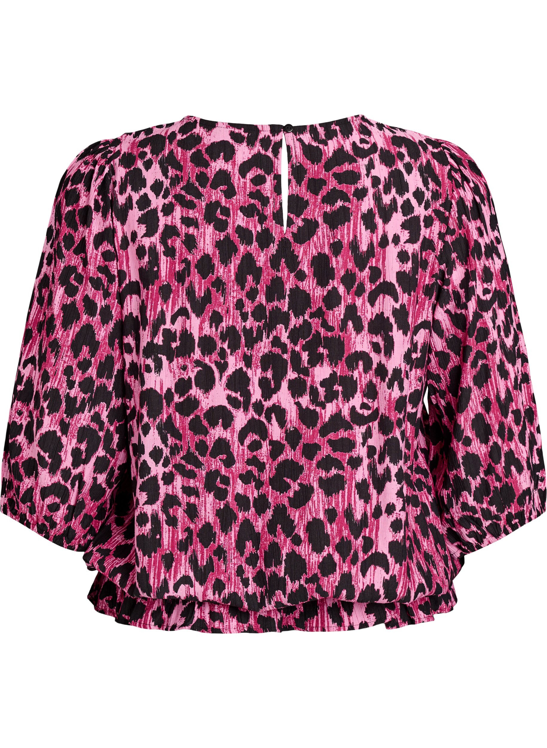 ZizziViskosebluse mit 3/4-&Auml;rmeln und Balloneffekt, Pink, Packshot image number 1
