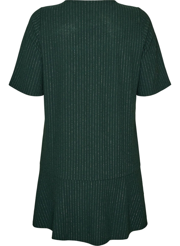 Kurzes A-Linien-Kleid mit Glitzerstreifen, Gr&uuml;n, Packshot image number 1