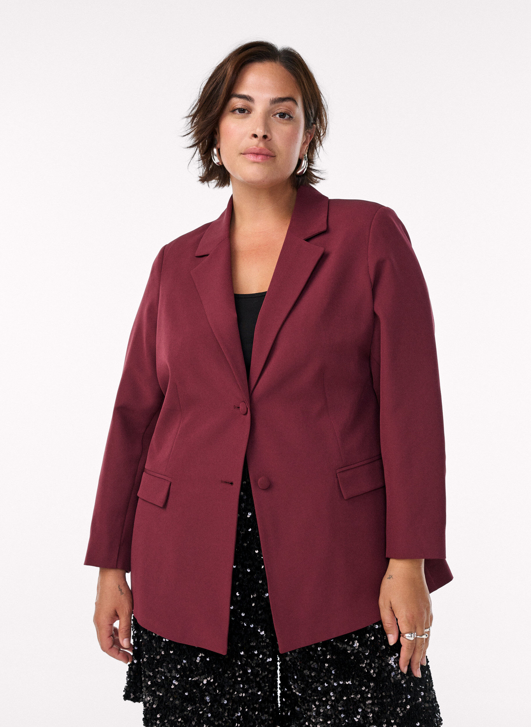ZizziKlassischer Blazer mit Knopfverschluss, Rot, Model image number 0
