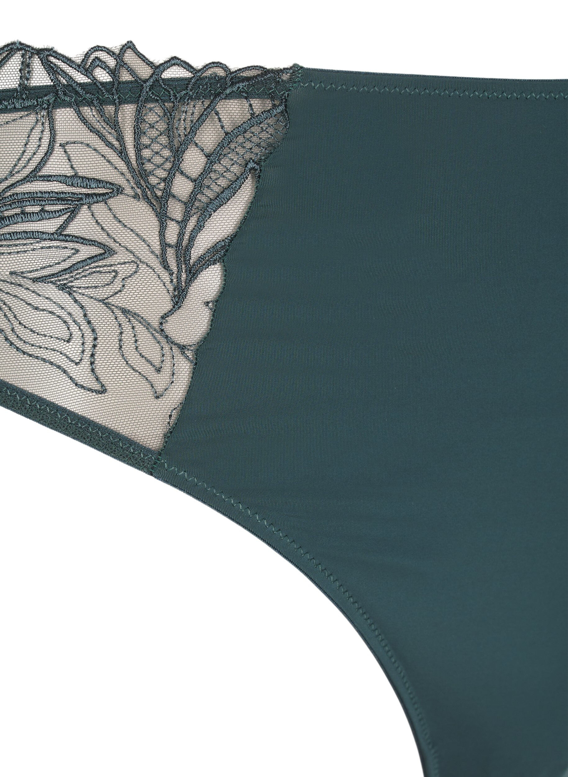 ZizziStringtanga aus Mikrofaser mit Spitzensaum, Gr&uuml;n, Packshot image number 2