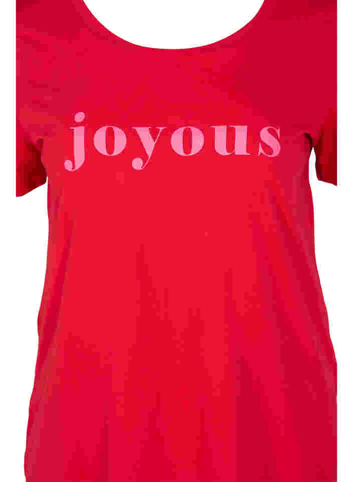Kurzärmeliges Baumwoll-T-Shirt mit Textdruck, Chinese Red, Packshot image number 2