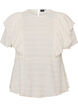 Bluse mit gesmokter Textur und R&uuml;schen&auml;rmeln, Vanille, Packshot image number 0