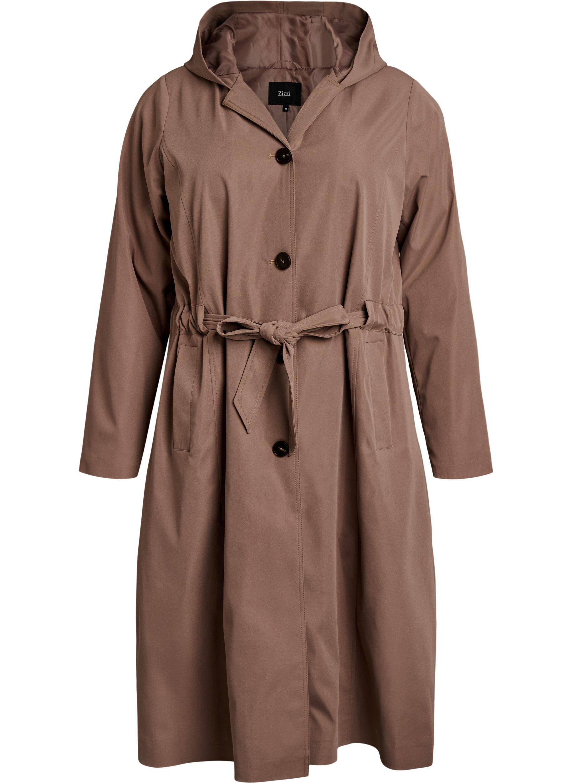 Trenchcoat mit Kapuze und Bindeg&uuml;rtel