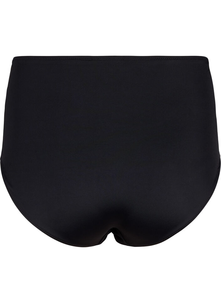 Einfarbiges Bikini-Unterteil mit hoher Taille, Schwarz, Packshot image number 1