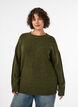Strickbluse mit V-f&ouml;rmigem Rippenmuster und Schlitzen, Gr&uuml;n, Model image number 0
