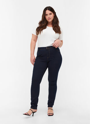 Super Slim Amy Jeans mit hoher Taille, 1607B Blu.D., Model image number 0