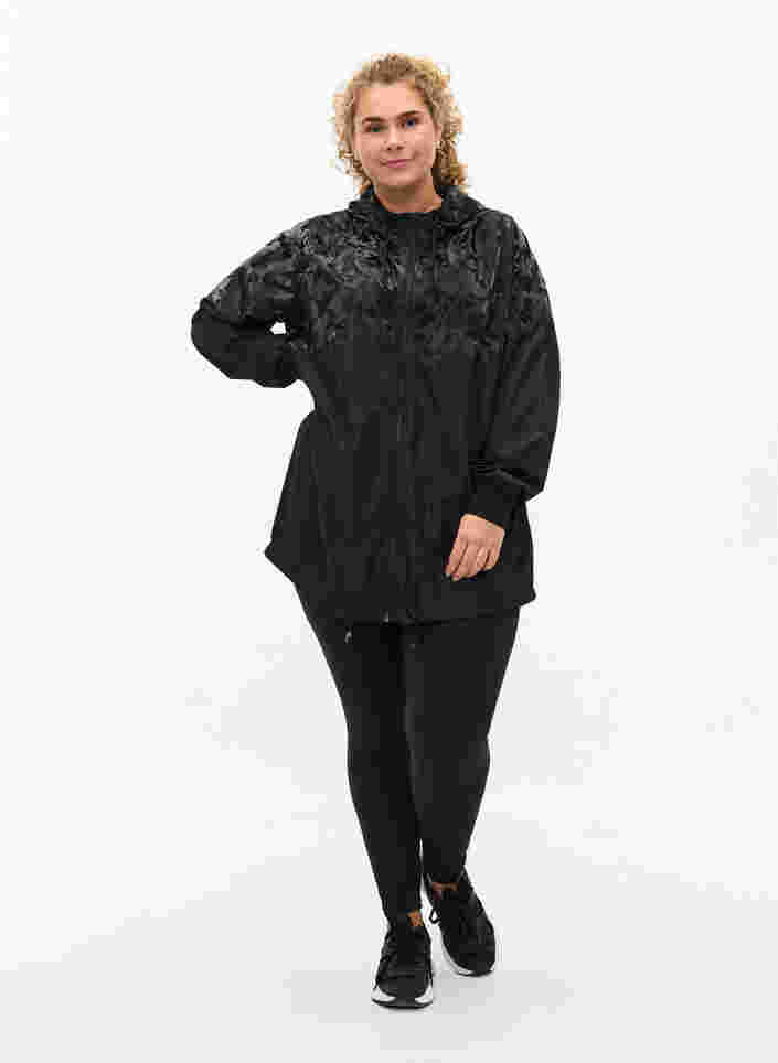 Trainingsjacke mit Kapuze und Taschen, Black, Model image number 3