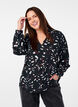 Bluse mit Print und Rüschendetails, Schwarz, Model image number 0