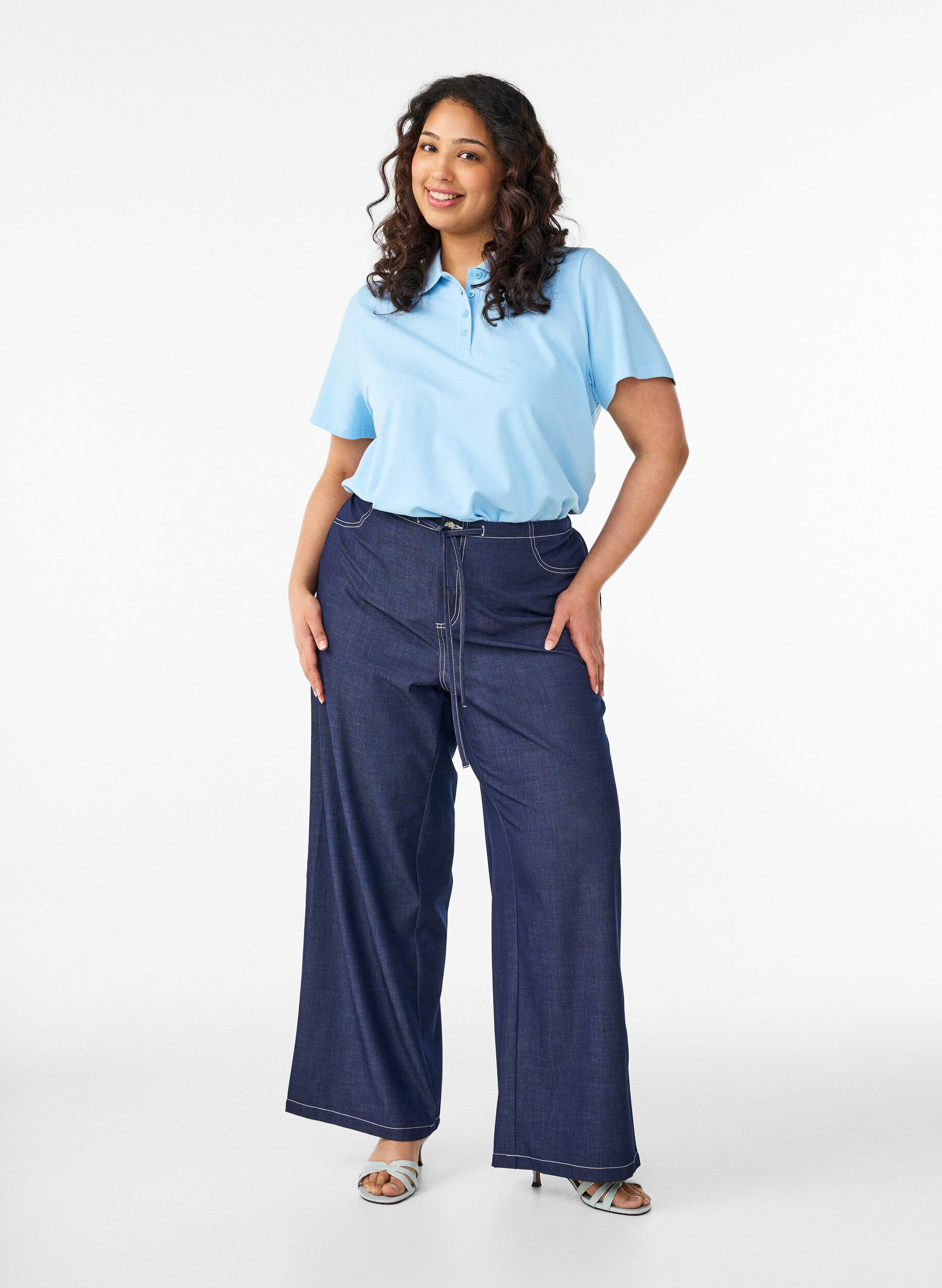 ZizziPoloshirt mit kurzen &Auml;rmeln, Blau, Model image number 1