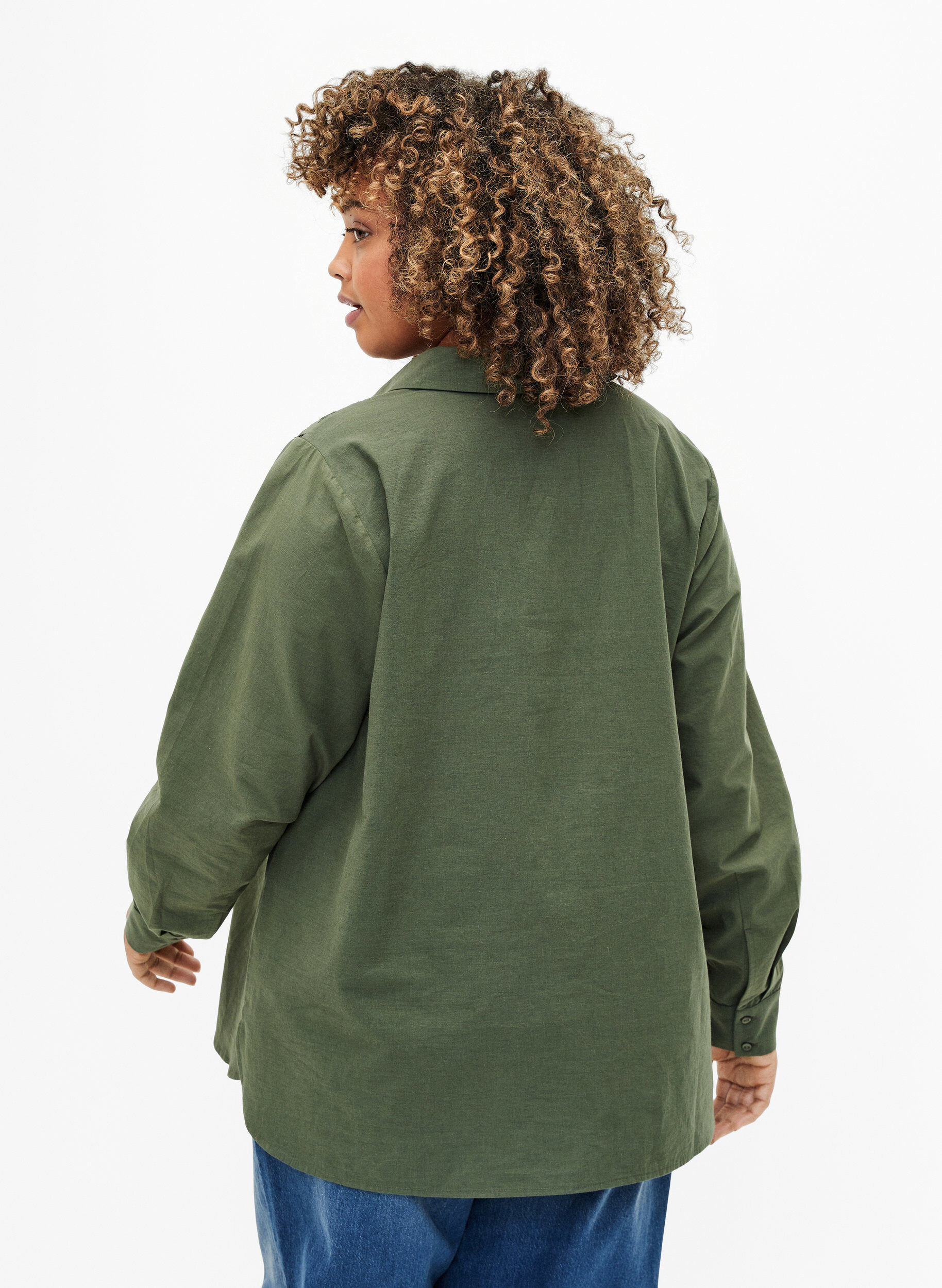 ZizziBaumwollhemd mit Lochstickerei, Thyme, Model image number 1