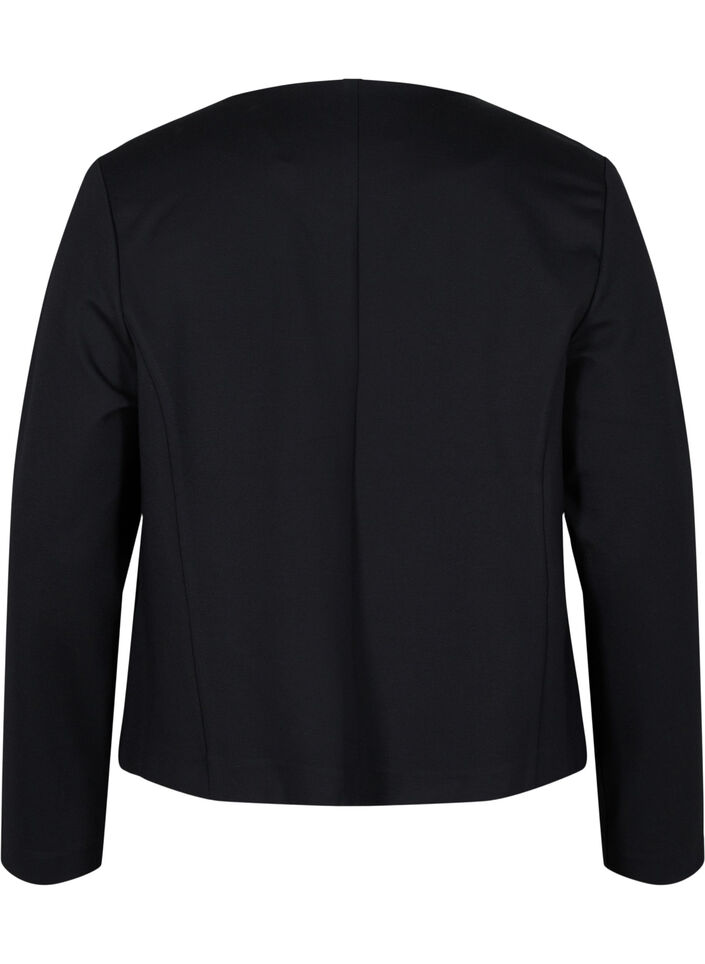 Einfarbiger kurzer offener Blazer, Black, Packshot image number 1