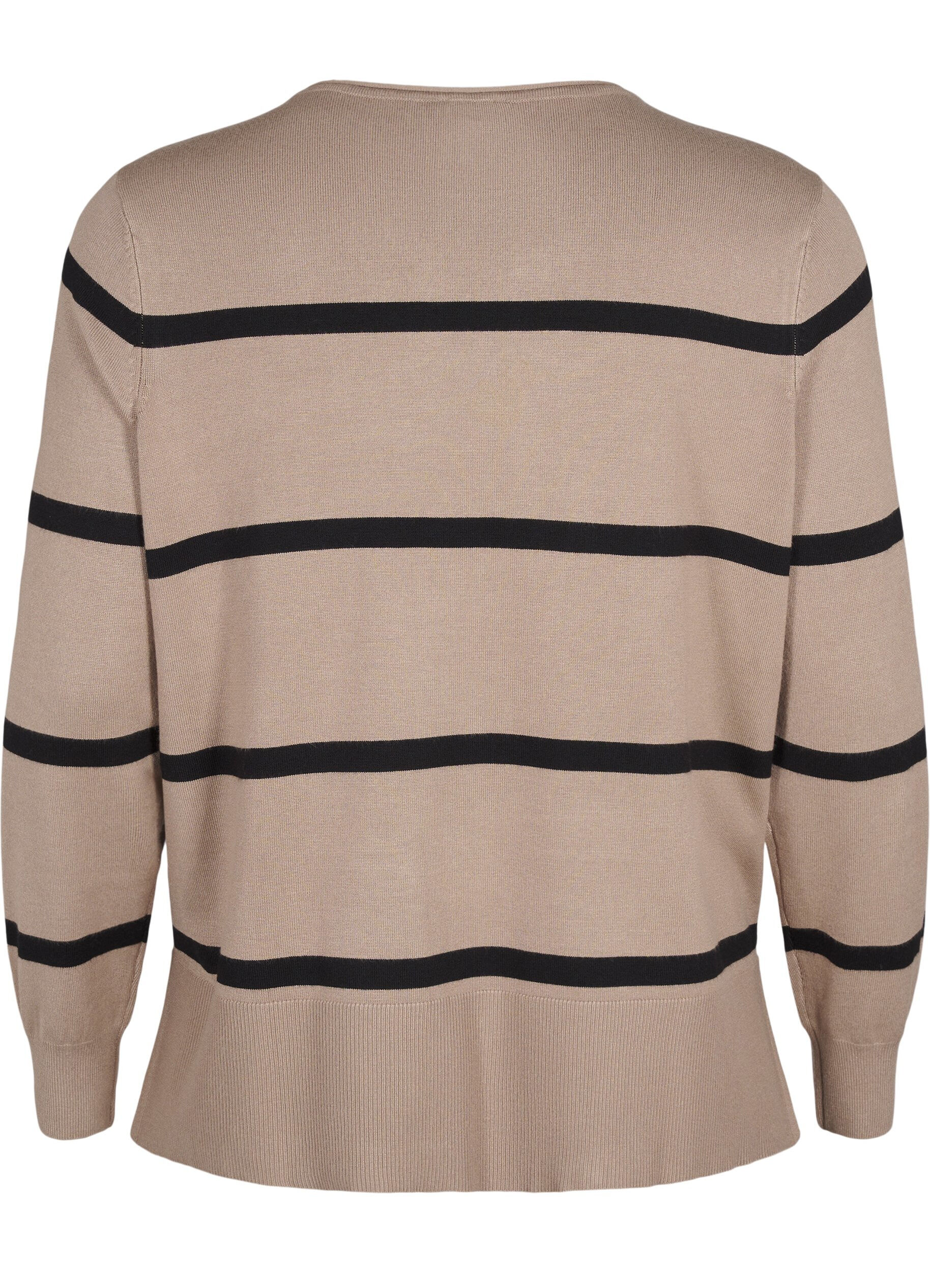 ZizziGestrickte Viskosebluse mit Streifen, Grau, Packshot image number 1