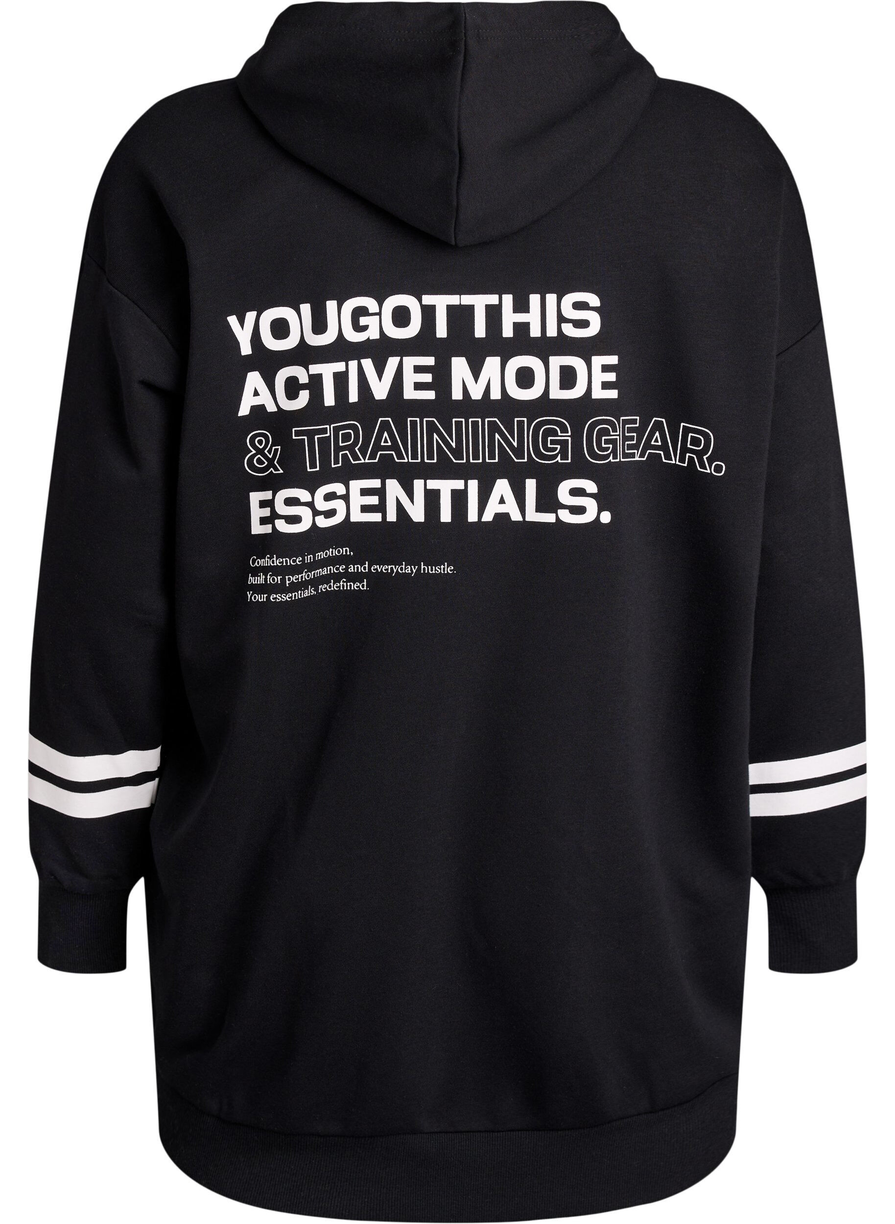 ZizziLange Sweat-Strickjacke mit Printdetails, Schwarz, Packshot image number 1