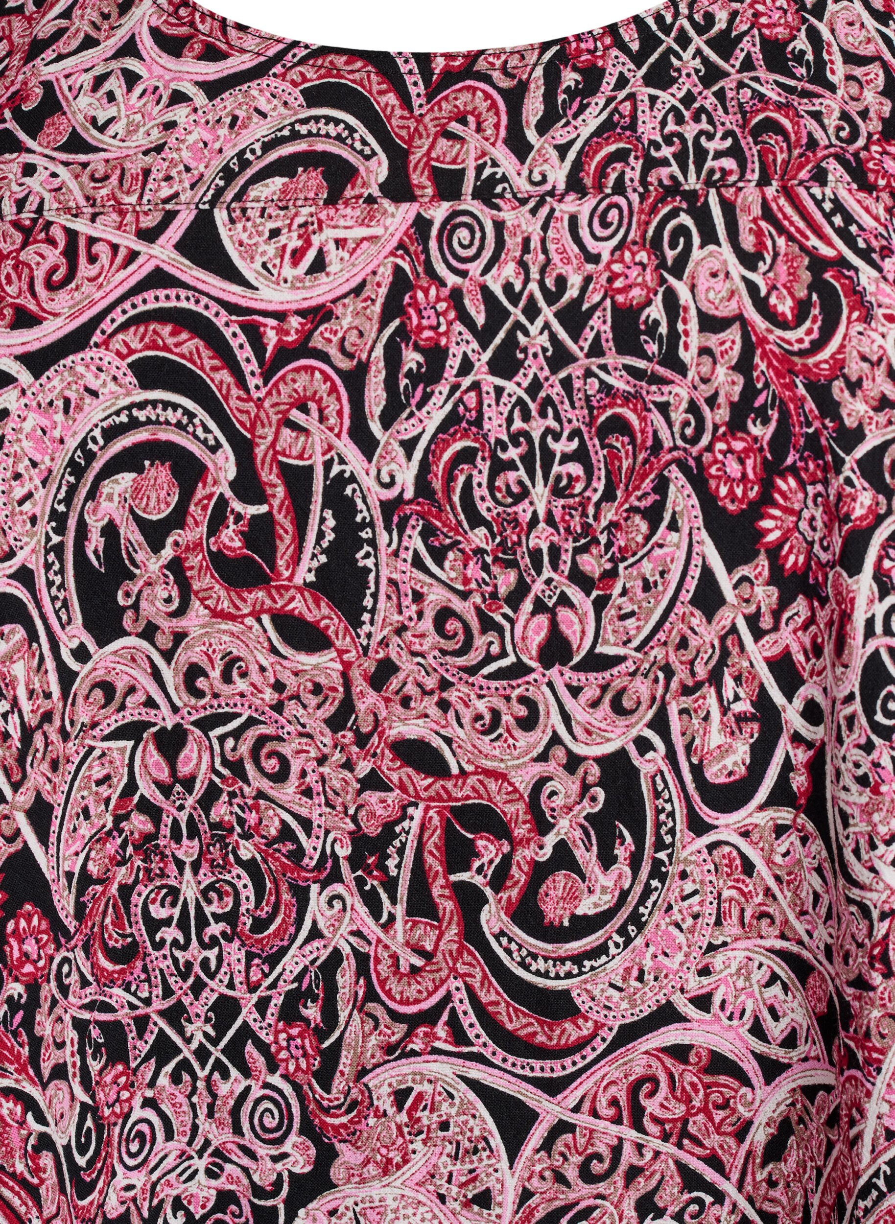 ZizziKurz&auml;rmliges Baumwollkleid mit Aufdruck, Schwarz, Packshot image number 2